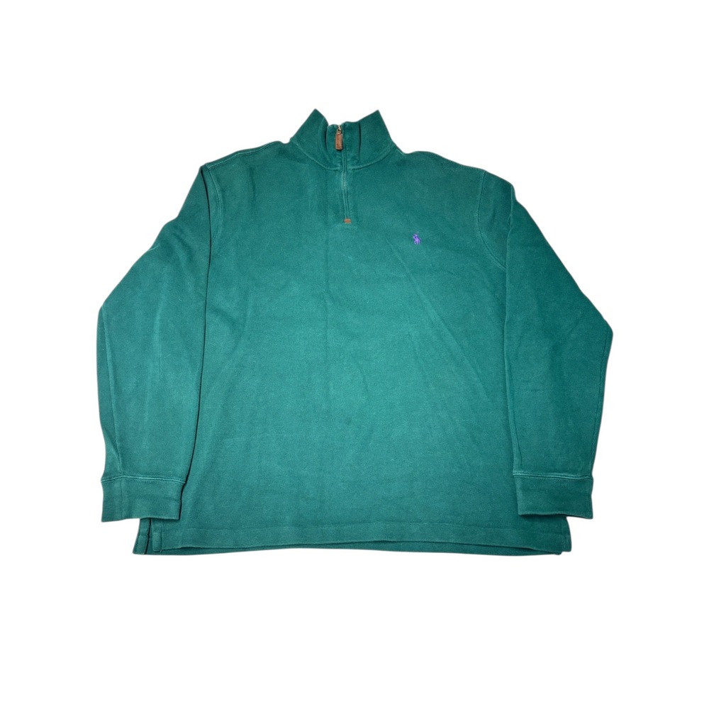 Polo Ralph Lauren Men's Green Quarter Zip Pullover‎ Sweatshirt Size XL